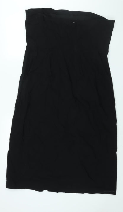 Marks and Spencer Womens Black Viscose Shift Size 22 Square Neck Zip - Front Slit