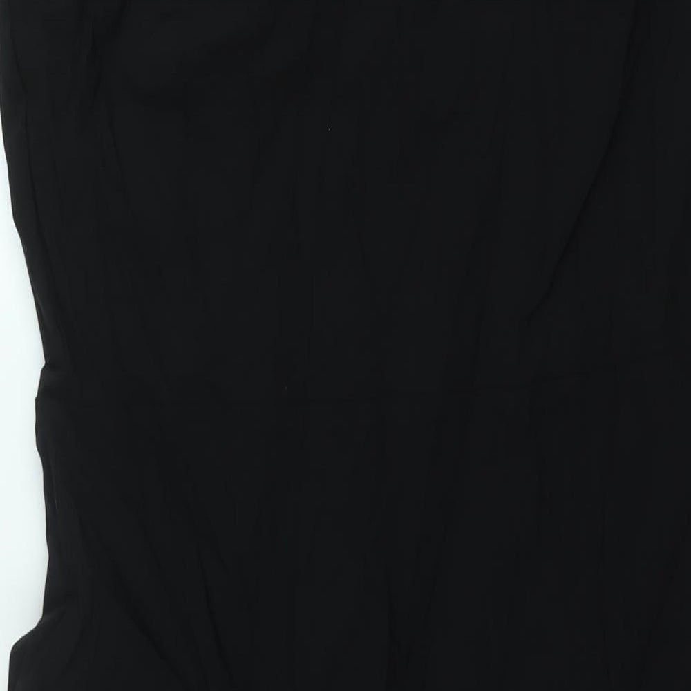 Marks and Spencer Womens Black Viscose Shift Size 22 Square Neck Zip - Front Slit