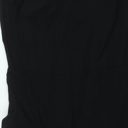 Marks and Spencer Womens Black Viscose Shift Size 22 Square Neck Zip - Front Slit