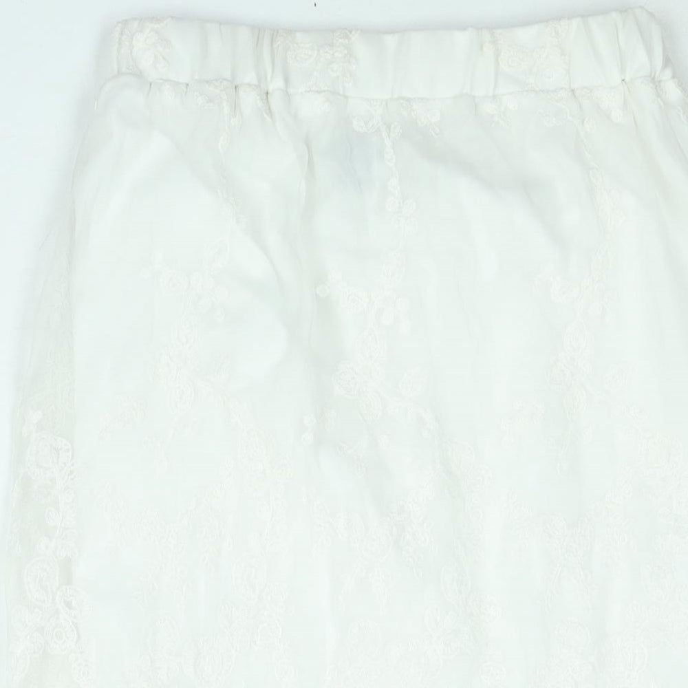 New Look Womens White Polyester Straight & Pencil Skirt Size 10 - Embroidered