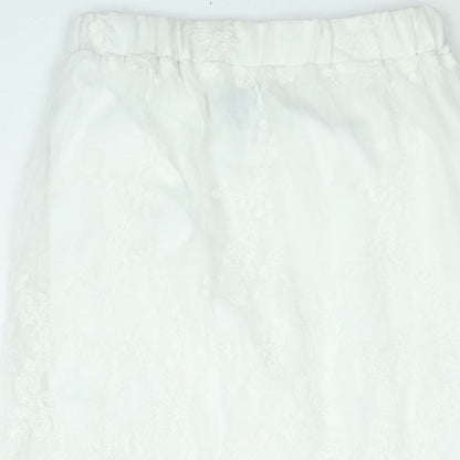 New Look Womens White Polyester Straight & Pencil Skirt Size 10 - Embroidered