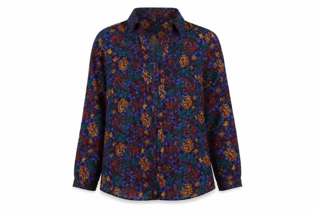 Womens UK Size 12 EWM Multicoloured Basic Button-Up