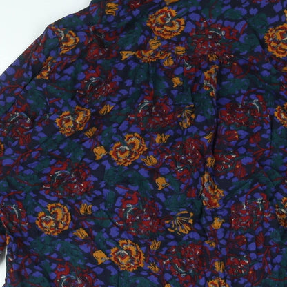 EWM Womens Multicoloured Floral Cotton Basic Button-Up Size 12 Collared - Beading Detail