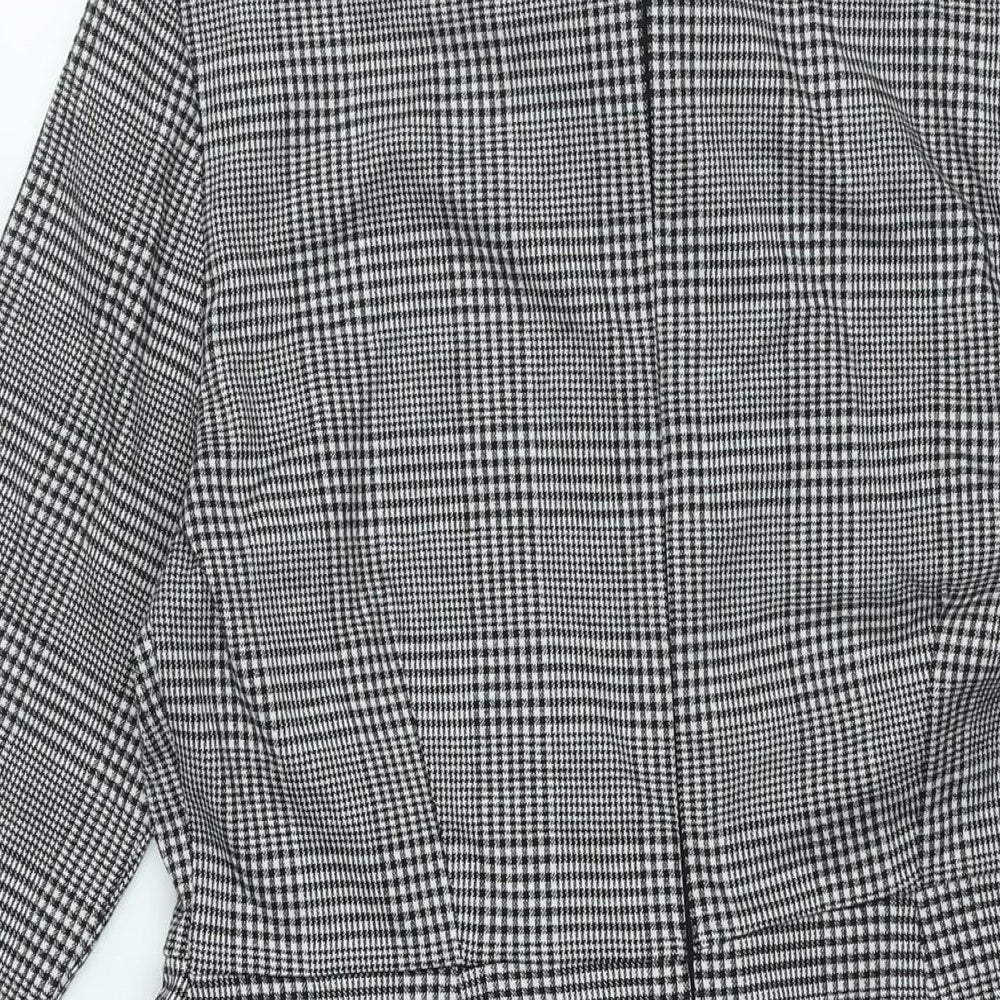 Marks and Spencer Womens Grey Check Polyester Shift Size 12 Collared Zip