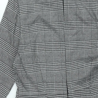 Marks and Spencer Womens Grey Check Polyester Shift Size 12 Collared Zip