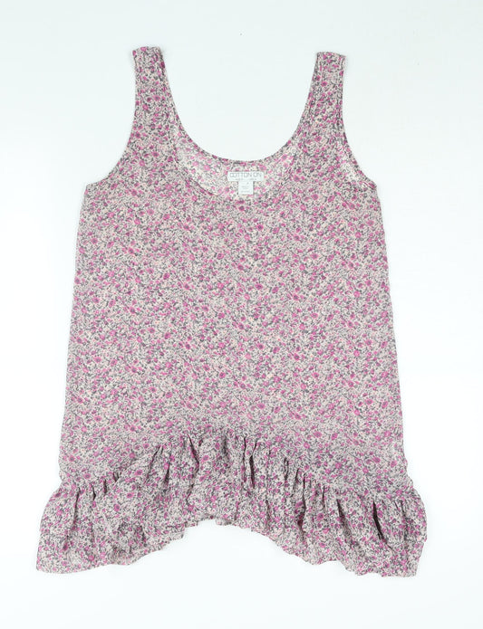 Cotton On Womens Pink Floral Polyester Camisole Blouse Size M Scoop Neck - Frill Semi Sheer