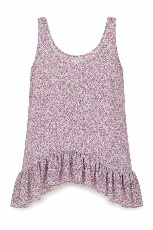Cotton On Womens Pink Floral Polyester Camisole Blouse Size M Scoop Neck - Frill Semi Sheer