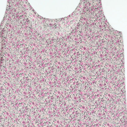 Cotton On Womens Pink Floral Polyester Camisole Blouse Size M Scoop Neck - Frill Semi Sheer
