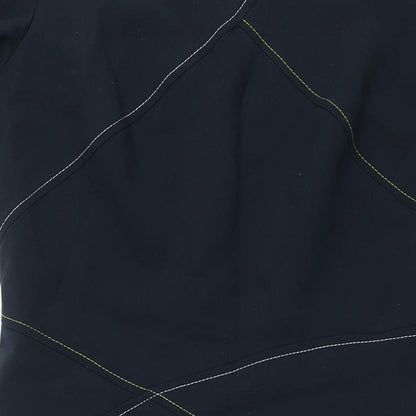 Marks and Spencer Womens Blue Polyester Shift Size 16 Round Neck Zip - Stitch Detail