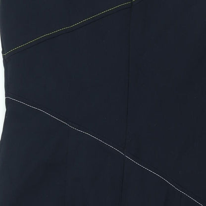 Marks and Spencer Womens Blue Polyester Shift Size 16 Round Neck Zip - Stitch Detail