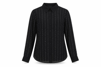 Marks & Spencer Womens Black Polyester Basic Button-Up Size 6 Collared - Studded