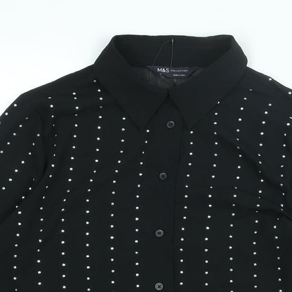 Womens UK Size 6 Marks and Spencer Black Basic Button-Up