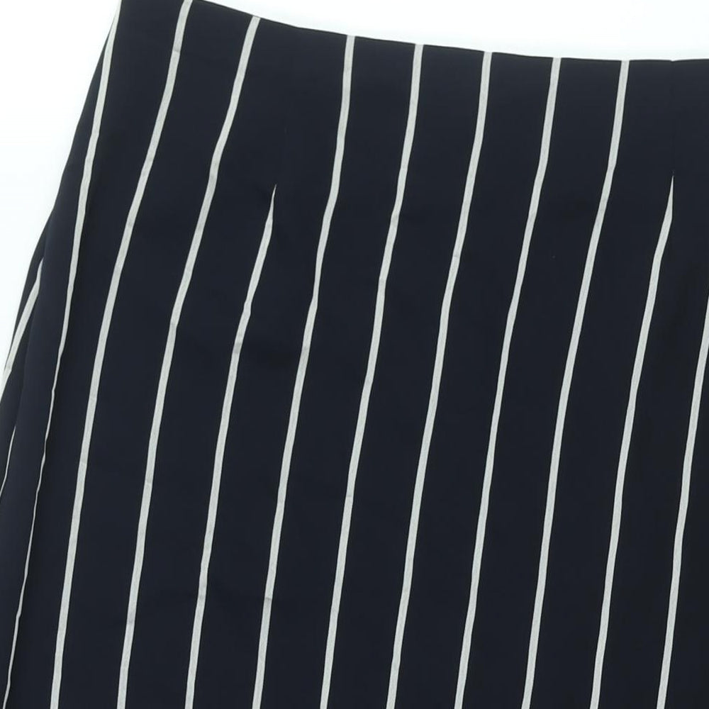 Marks and Spencer Womens Blue Striped Polyester Trumpet Skirt Size 14 Zip - Frill