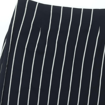 Marks and Spencer Womens Blue Striped Polyester Trumpet Skirt Size 14 Zip - Frill