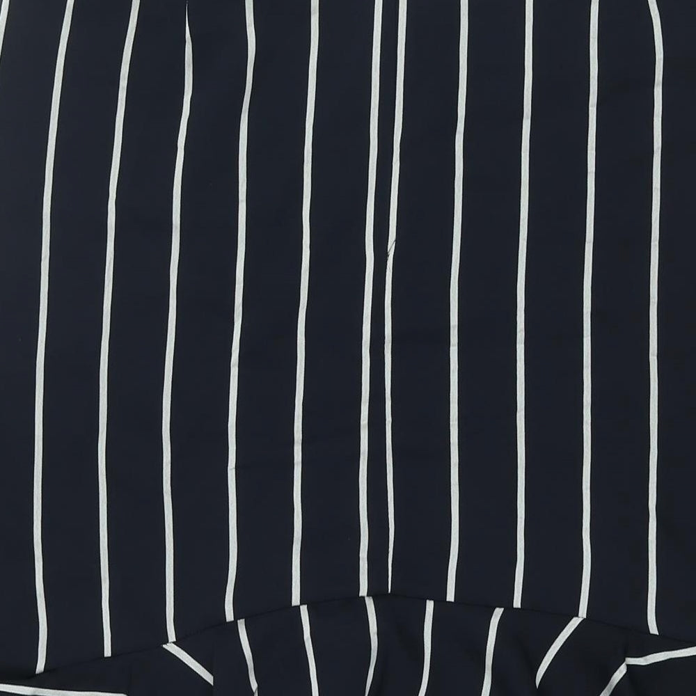 Marks and Spencer Womens Blue Striped Polyester Trumpet Skirt Size 14 Zip - Frill