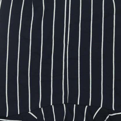 Marks and Spencer Womens Blue Striped Polyester Trumpet Skirt Size 14 Zip - Frill