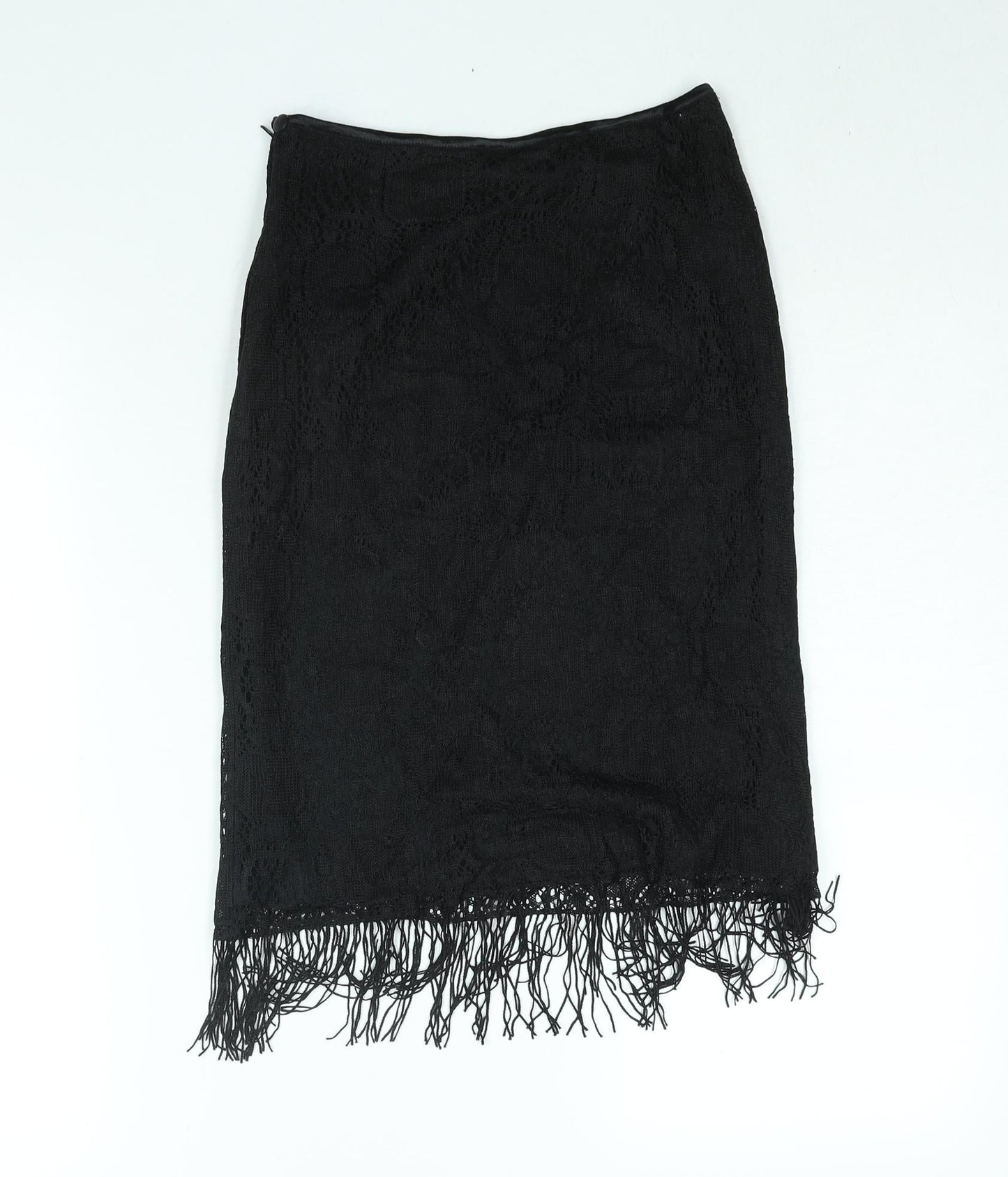 Etam Womens Black Polyester Straight & Pencil Skirt Size 10 Zip - Tassle