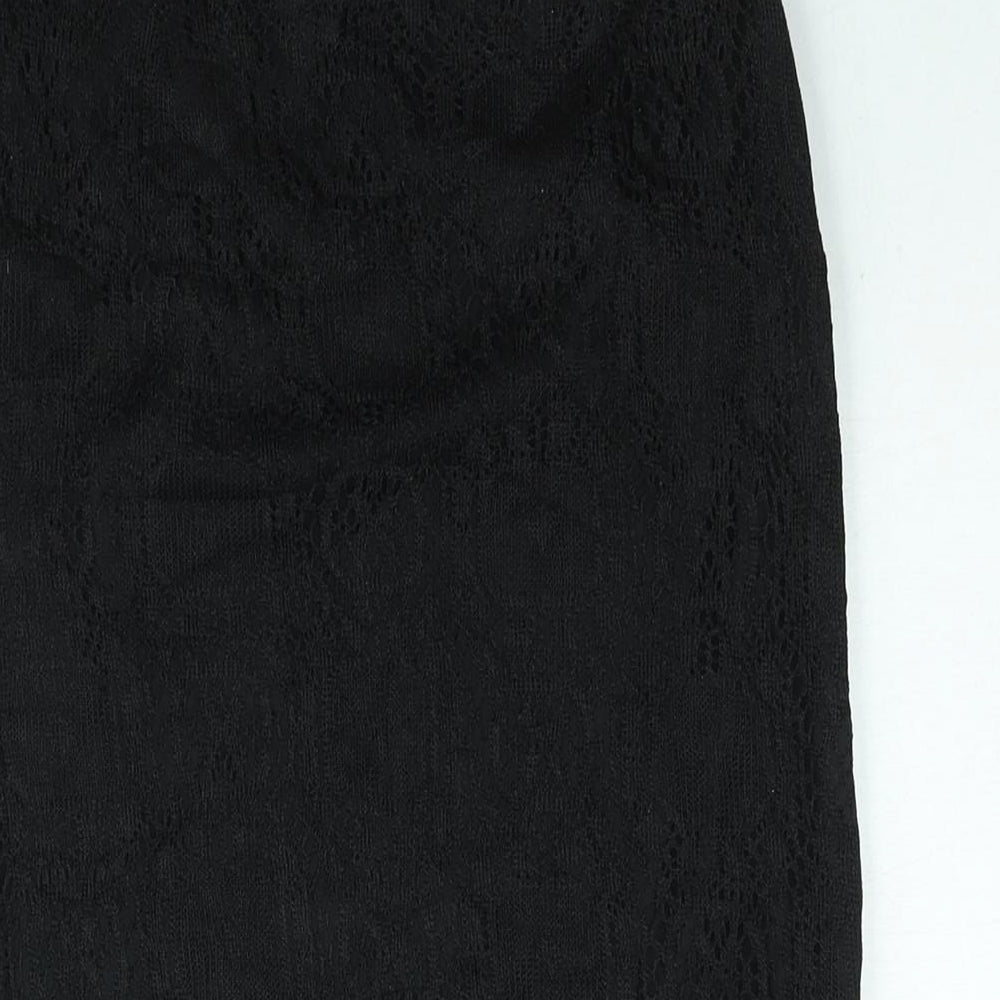 Etam Womens Black Polyester Straight & Pencil Skirt Size 10 Zip - Tassle