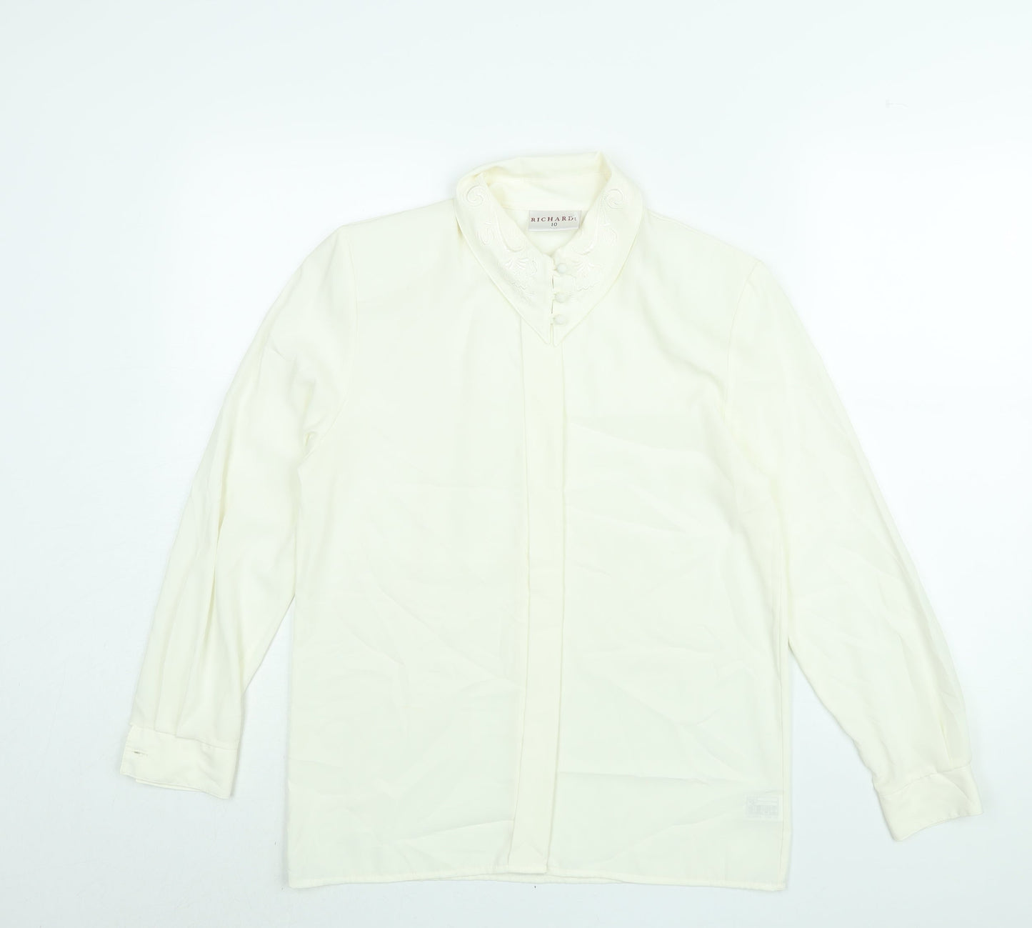 Womens UK Size 10 Richards White Basic Button-Up