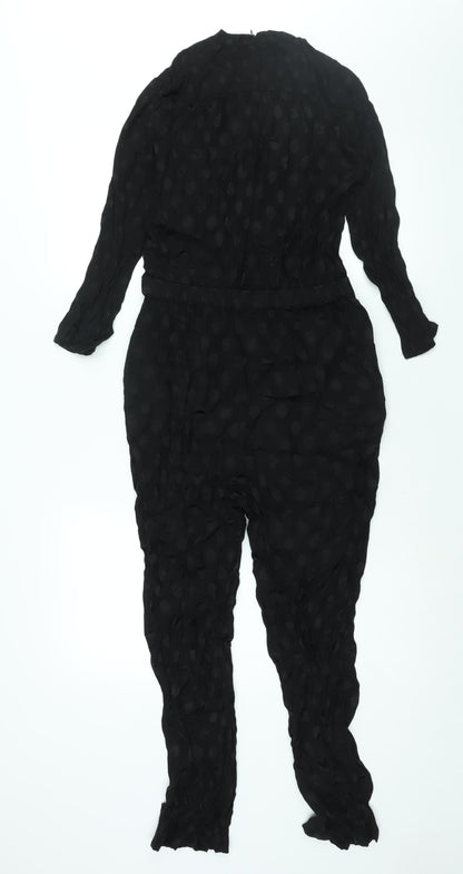 Great Plains London Womens Black Polka Dot Viscose Jumpsuit One-Piece Size 8 L26 in Zip