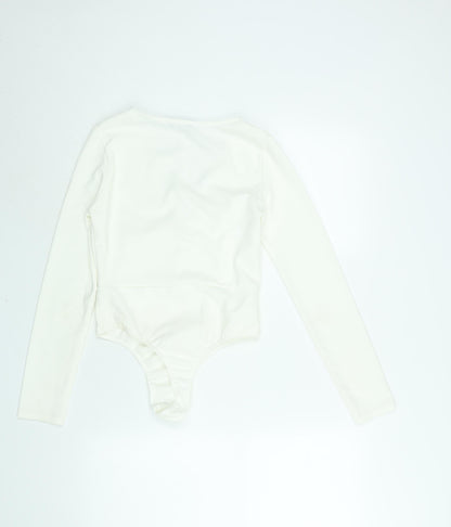 Edge Street Womens White Polyester Bodysuit One-Piece Size 10 Snap - Lace Cut Out