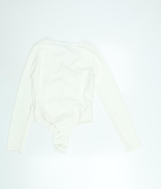 Edge Street Womens White Polyester Bodysuit One-Piece Size 10 Snap - Lace Cut Out