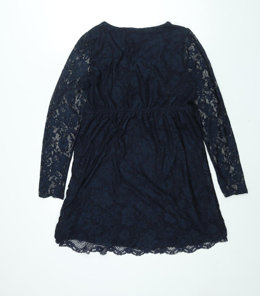 Body Flirt Womens Blue Polyester Shift Size M Scoop Neck Pullover