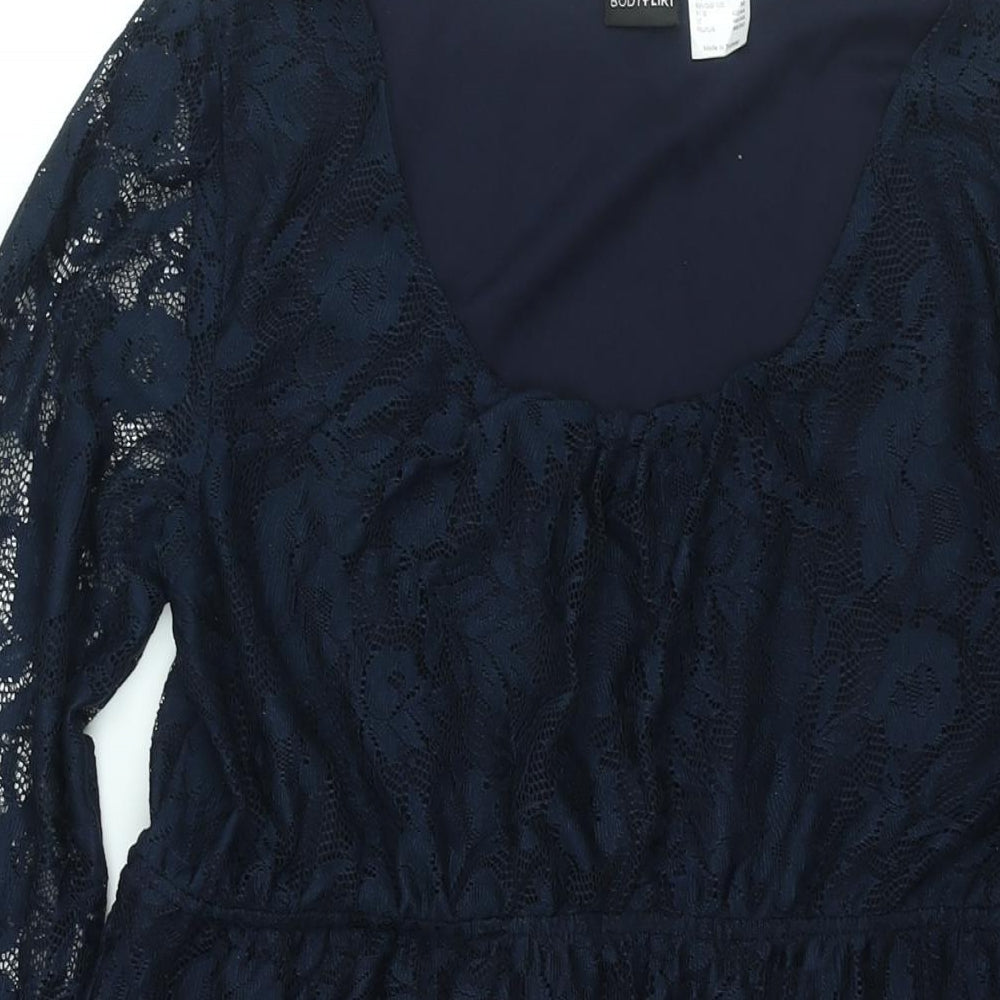 Body Flirt Womens Blue Polyester Shift Size M Scoop Neck Pullover