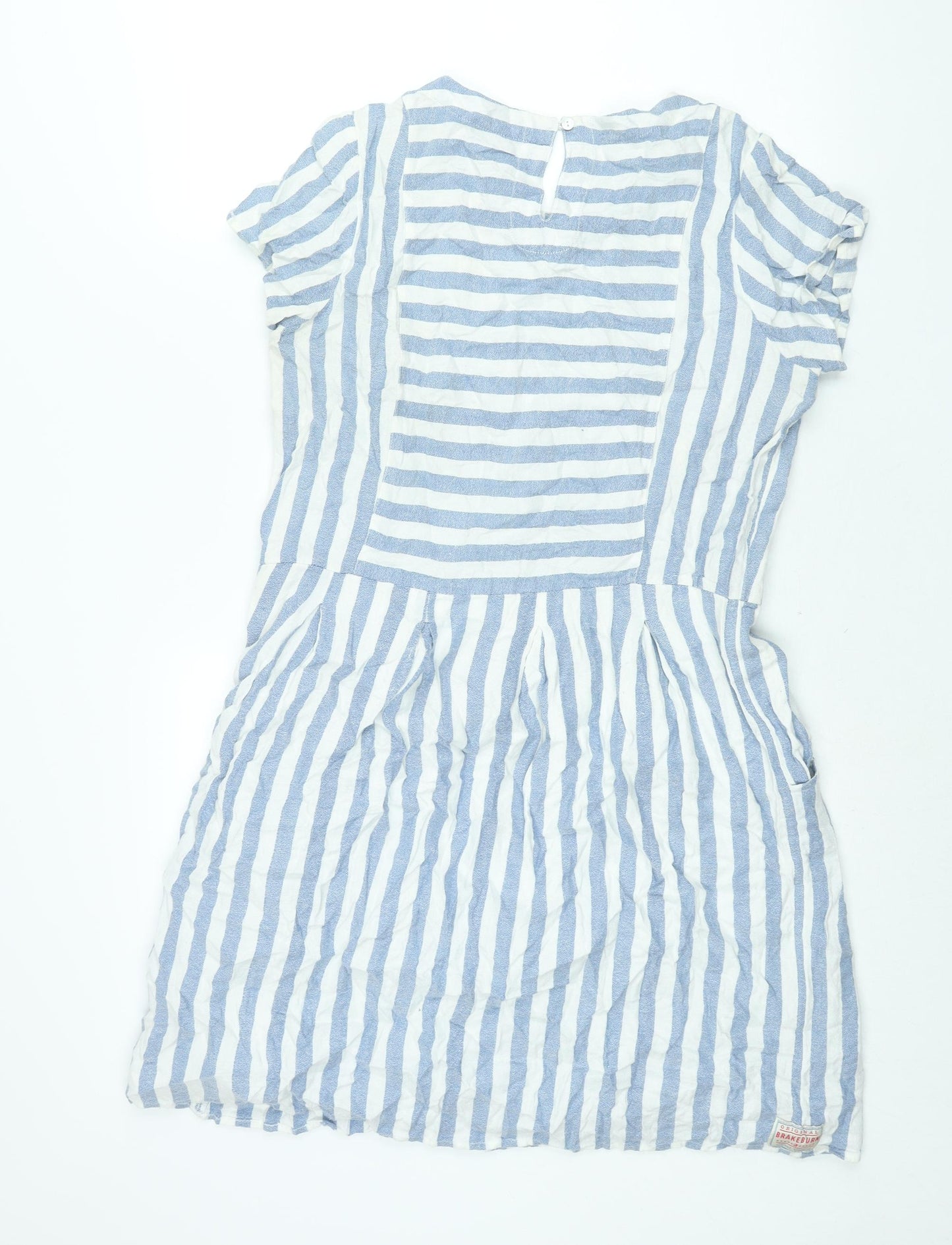 Brakeburn Womens Blue Striped Viscose Sheath Size 12 Round Neck Zip