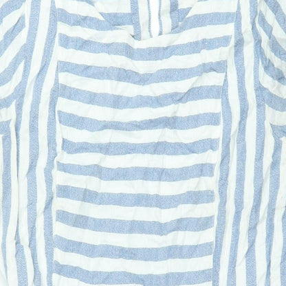 Brakeburn Womens Blue Striped Viscose Sheath Size 12 Round Neck Zip