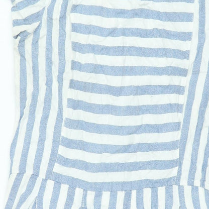 Brakeburn Womens Blue Striped Viscose Sheath Size 12 Round Neck Zip