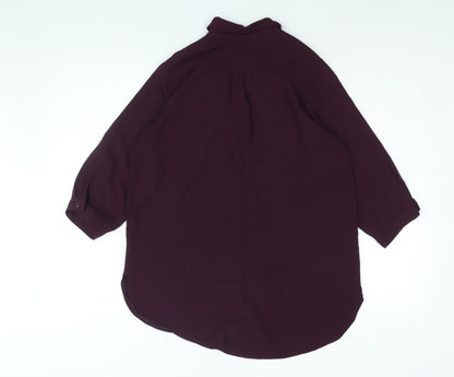 Dorothy Perkins Womens Purple Polyester Basic Button-Up Size 10 Collared
