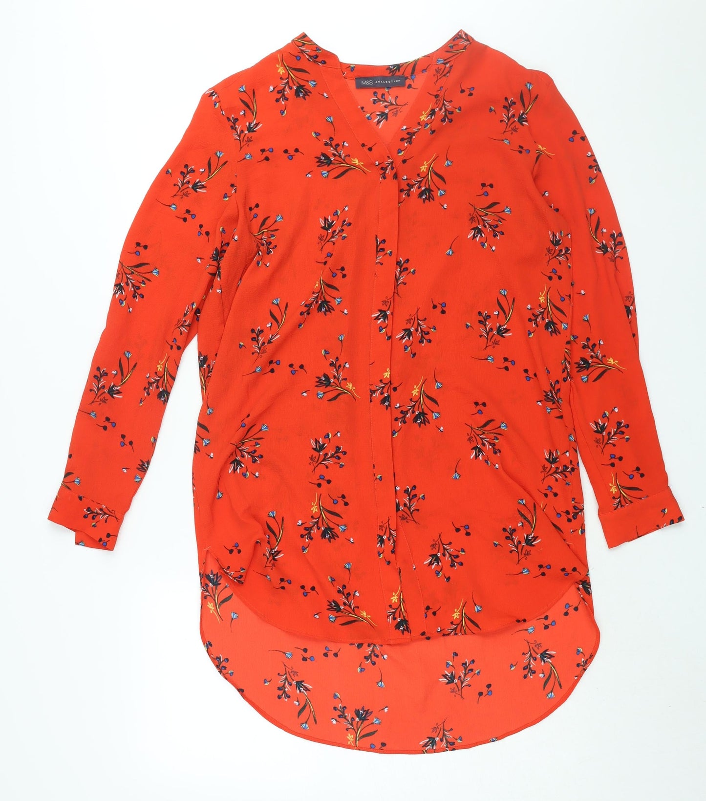 Womens UK Size 12 Marks and Spencer Red Basic Button-Up