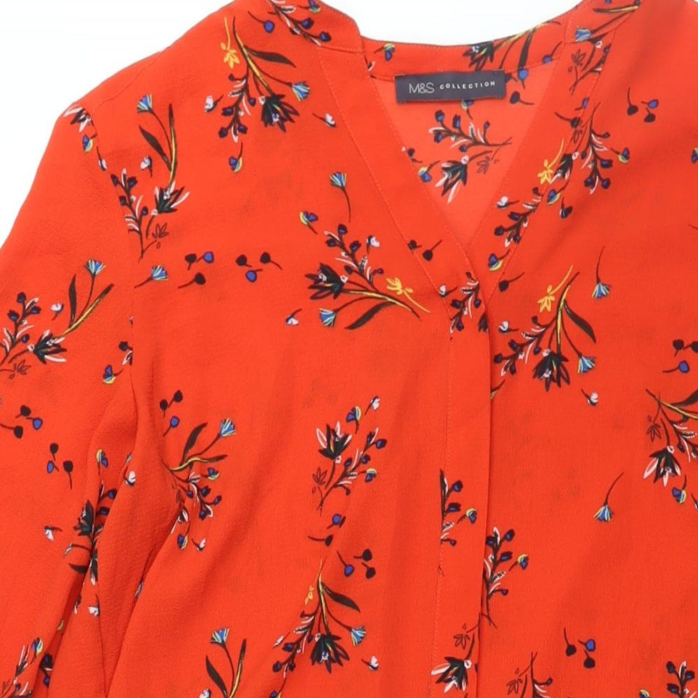 Womens UK Size 12 Marks and Spencer Red Basic Button-Up