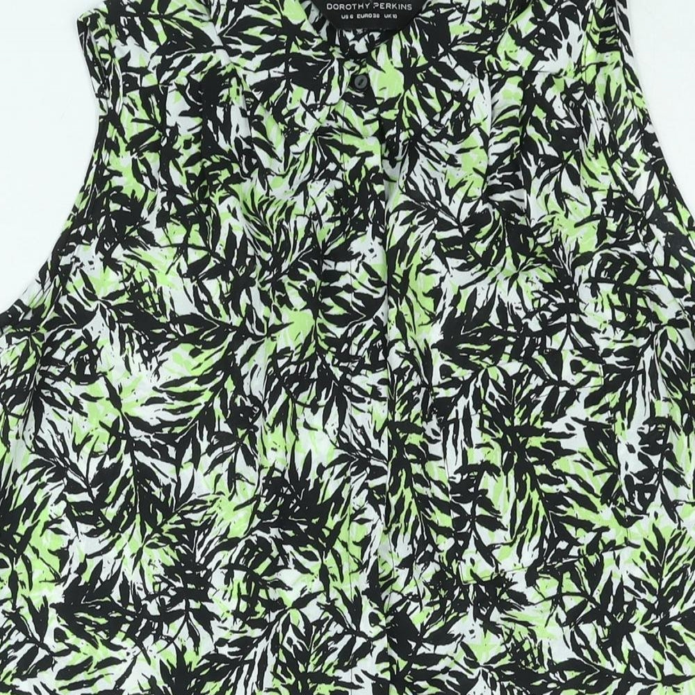 Womens UK Size 10 Dorothy Perkins Green Basic Button-Up