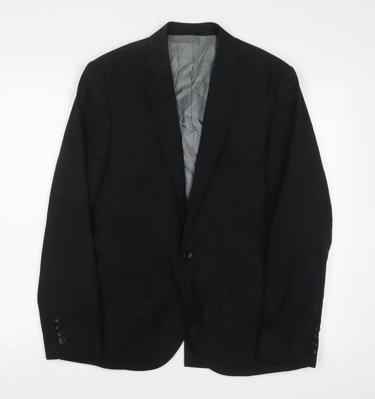 Mens UK Size 40 Topman Regular Black Suit Jacket