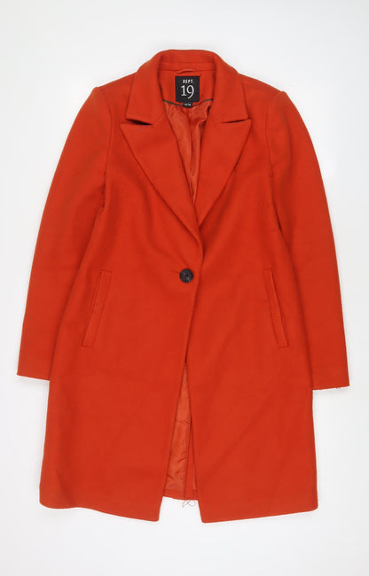 DEPT Womens Orange Overcoat Coat Size 10 Button