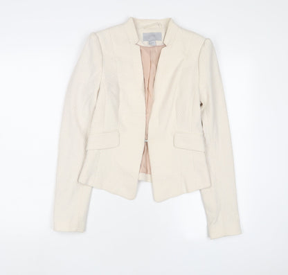 H&M Womens Beige Jacket Blazer Size 8 Hook & Eye