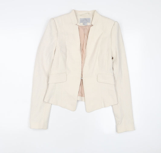 H&M Womens Beige Jacket Blazer Size 8 Hook & Eye