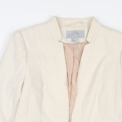 H&M Womens Beige Jacket Blazer Size 8 Hook & Eye