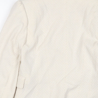 H&M Womens Beige Jacket Blazer Size 8 Hook & Eye