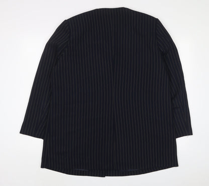 ELVI Womens Blue Striped Jacket Blazer Size 20 Button
