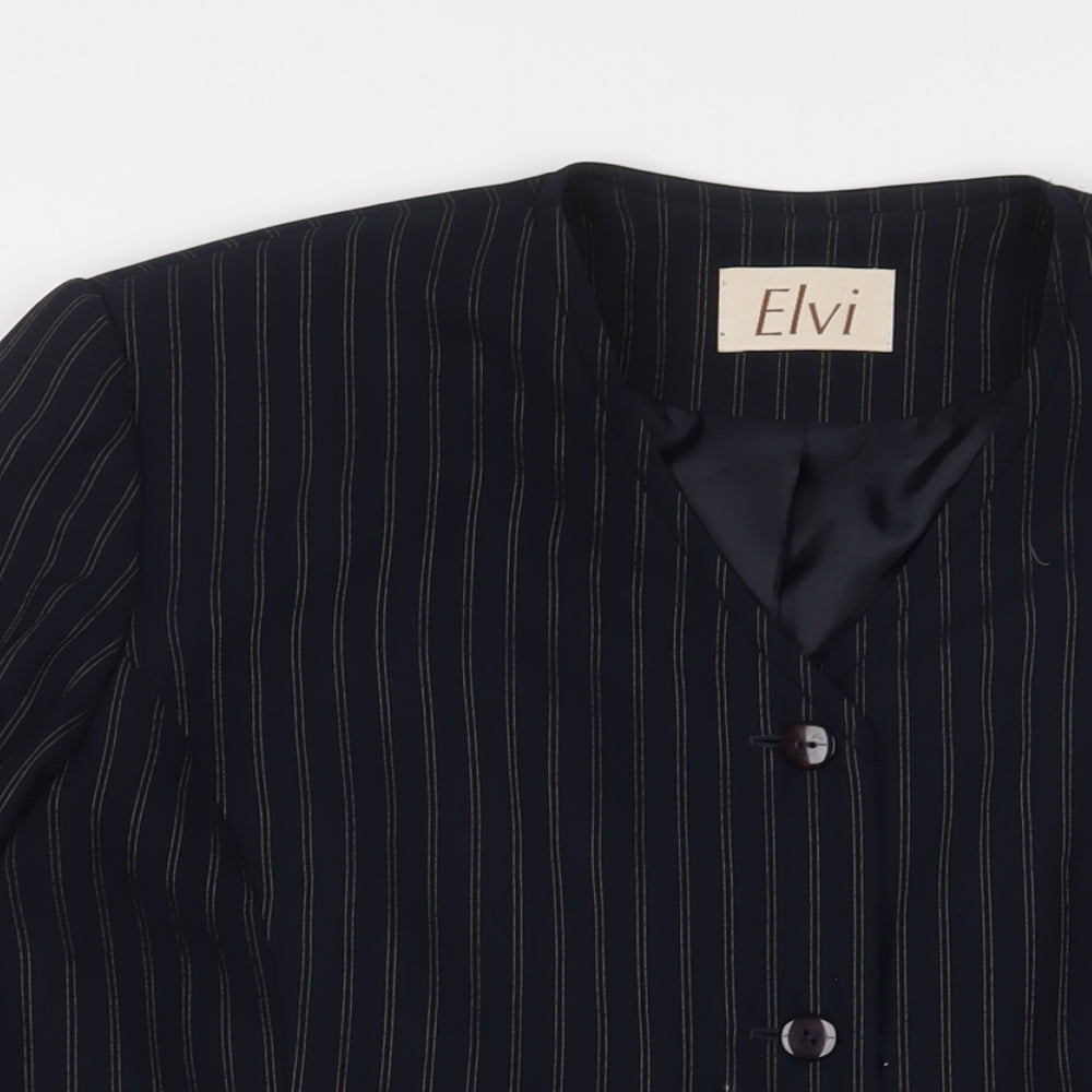 ELVI Womens Blue Striped Jacket Blazer Size 20 Button