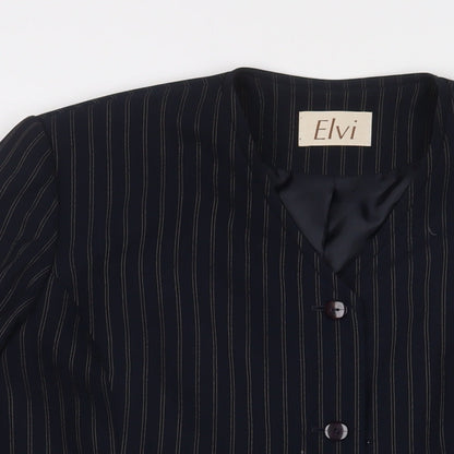 ELVI Womens Blue Striped Jacket Blazer Size 20 Button