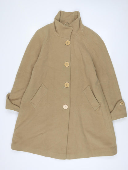 John Lewis Womens Beige Overcoat Coat Size 10 Button