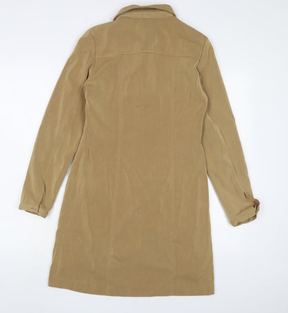 NinetoFive Womens Brown Polyester A-Line Size 8 Collared Zip