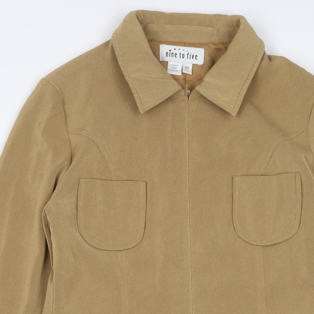 NinetoFive Womens Brown Polyester A-Line Size 8 Collared Zip