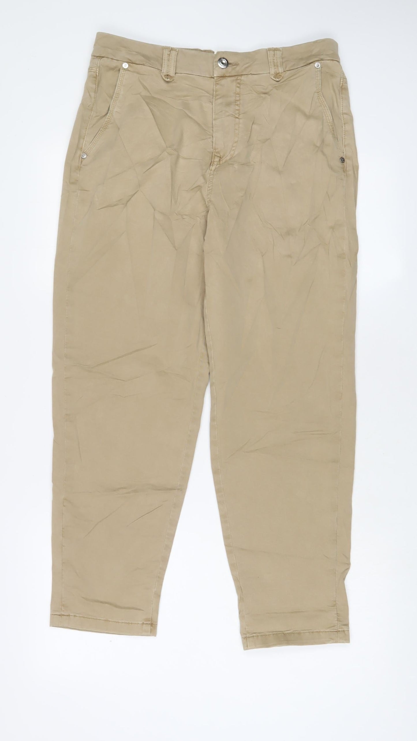 Womens UK Size 12 Marks and Spencer Regular Fit  Beige Trousers