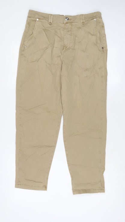 Womens UK Size 12 Marks and Spencer Regular Fit  Beige Trousers