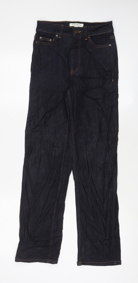 Autograph Womens Blue Cotton Straight Jeans Size 6 L28 in Regular Zip